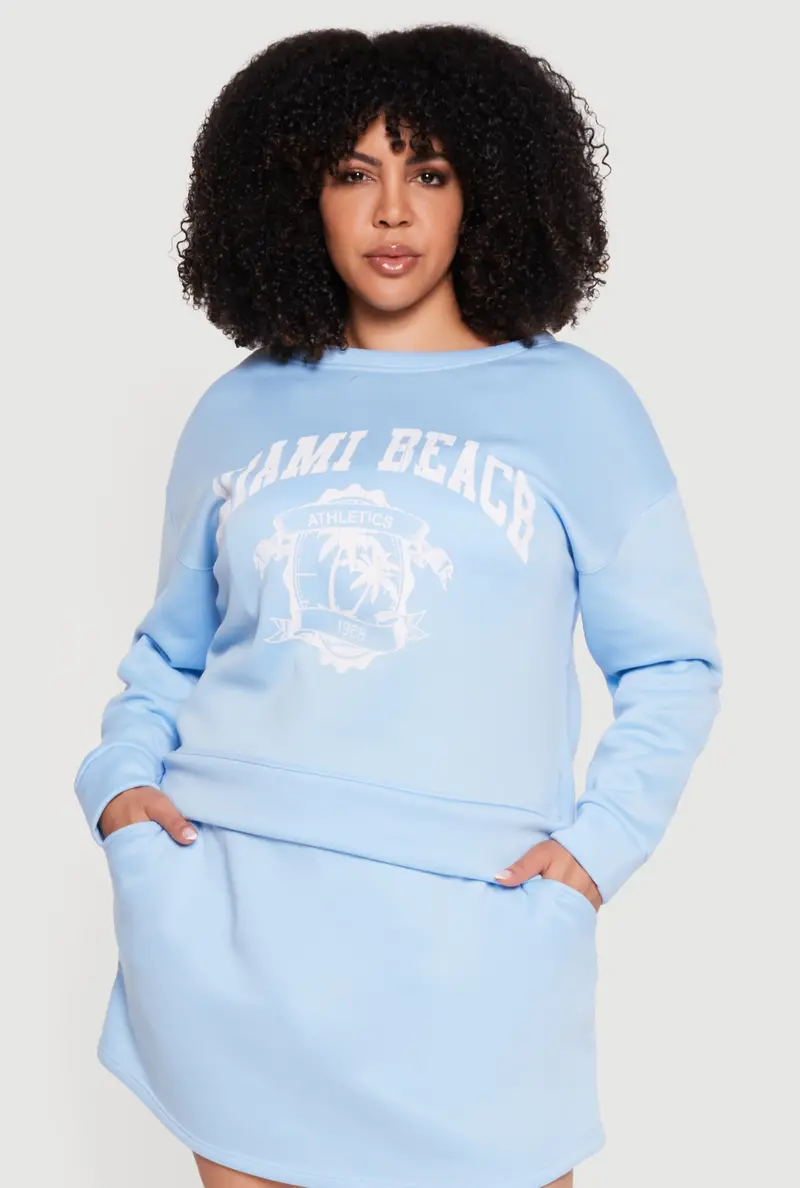 Tropical Miami Beach Print Sweatshirt – Curvy Fit 1
