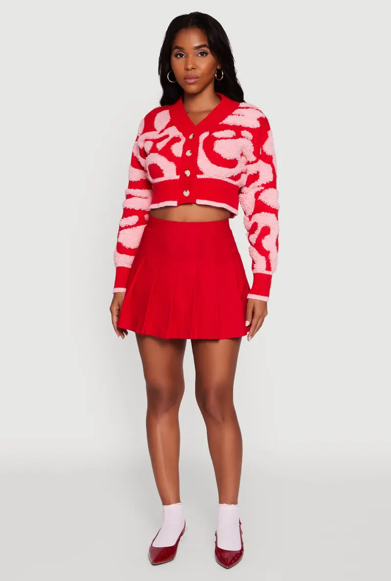 Tufted-Knit Cropped Cardigan With Classic Button-Front Style 1