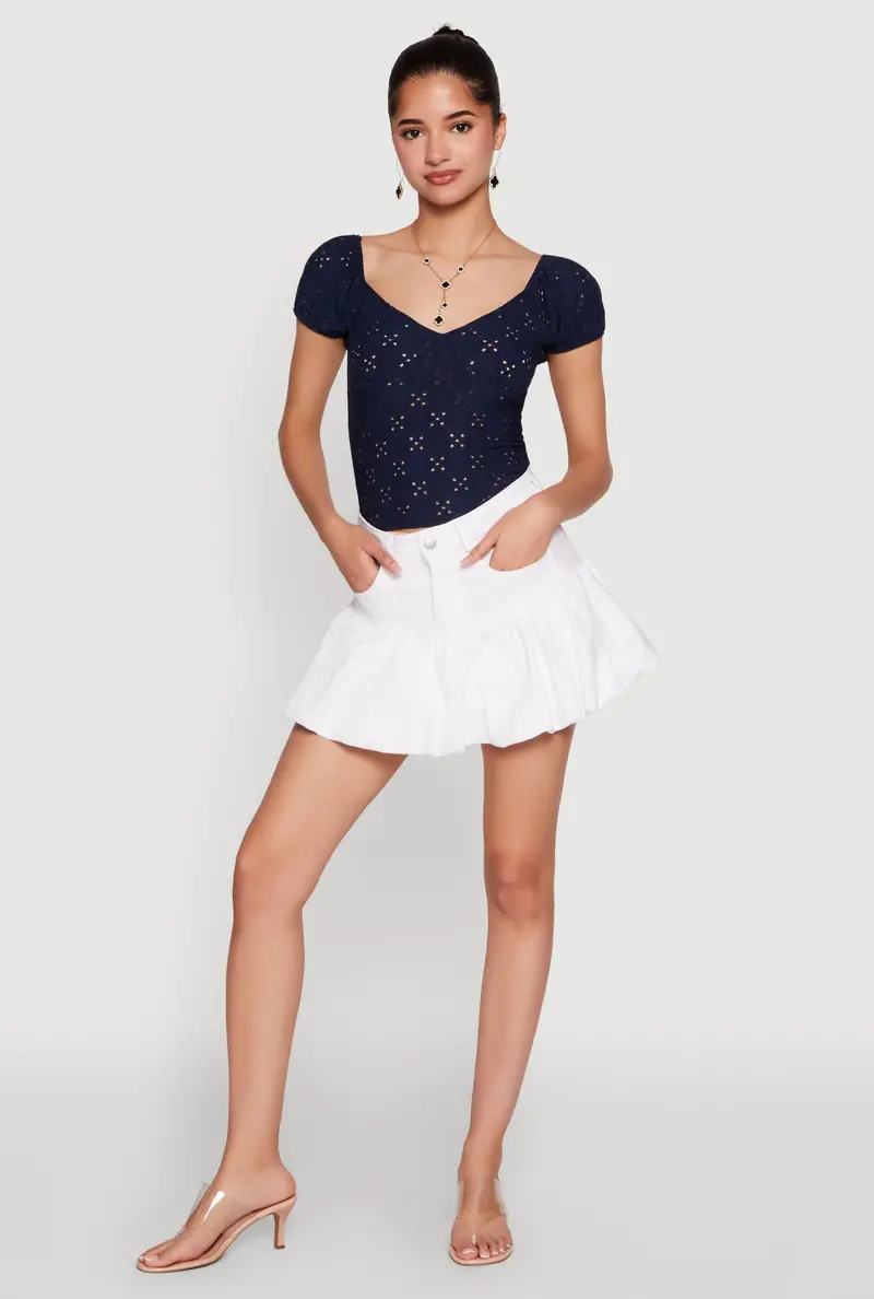 Twill Mini Bubble Hem Skirt 1