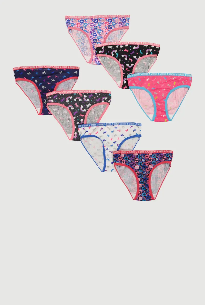 Unicorn-Themed Days-Of-The-Week Panties For Girls – 7-Piece Themed Underwear Set 1