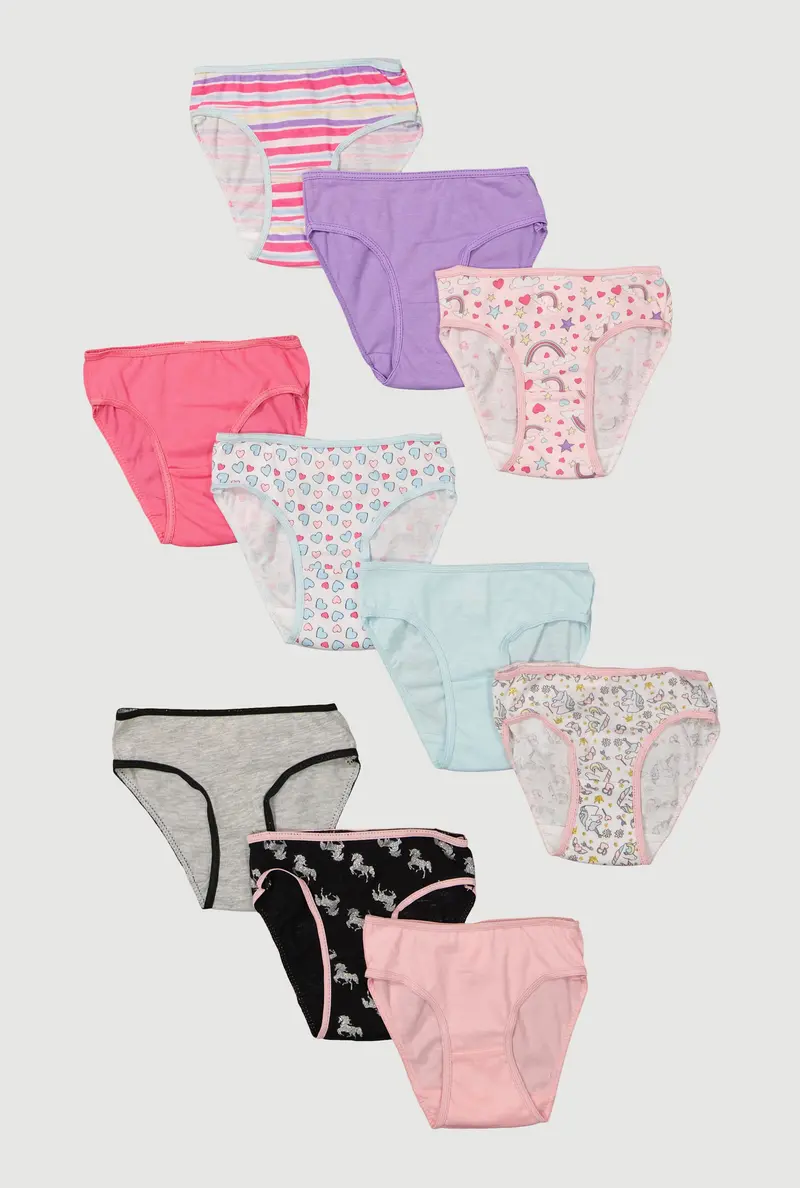 Unicorn-Themed Panty Variety Pack For Little Girls – 10-Piece Assorted Styles 1