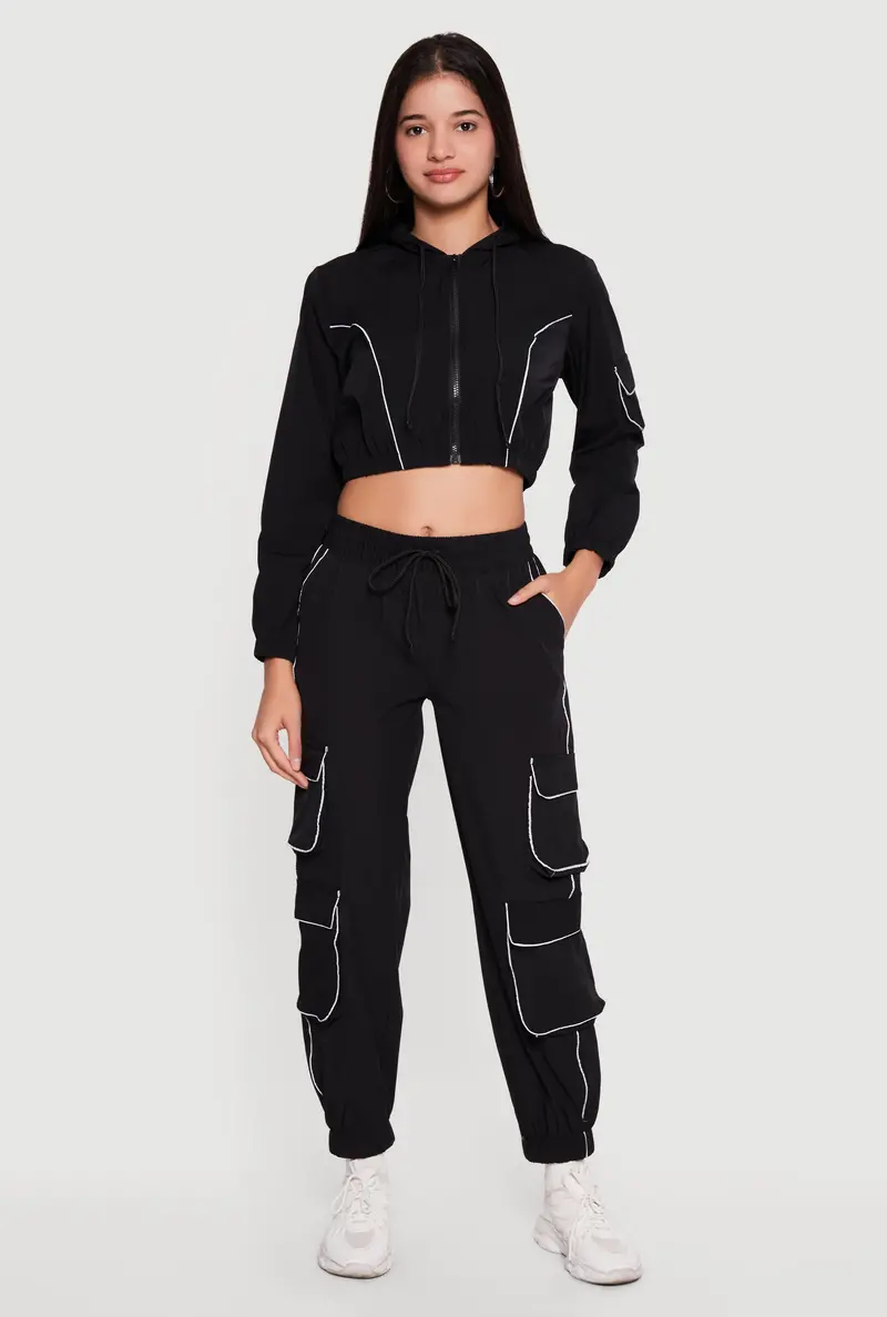 Utility-Style Nylon Joggers With Drawstring Waist 1