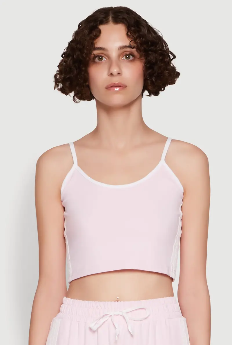 Varsity-Inspired Cropped Cami With Contrast Trim 1