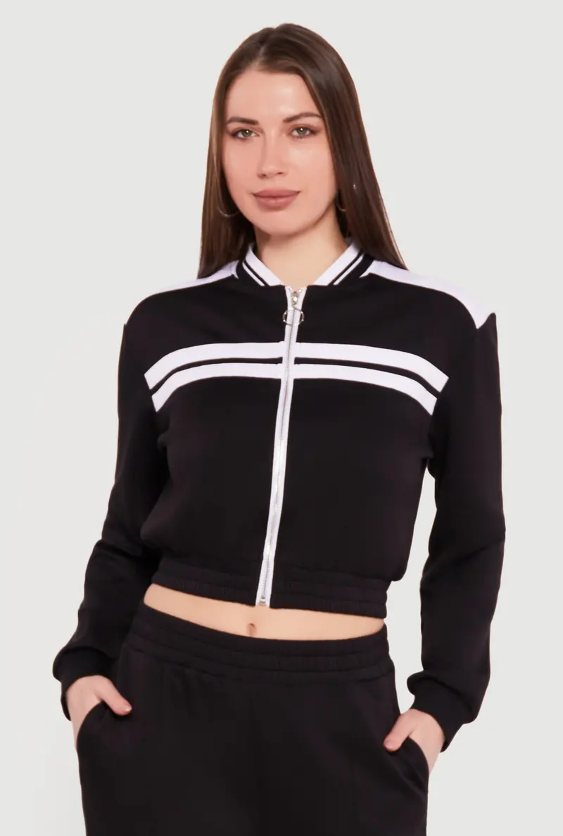 Varsity-Inspired Stripe Track Jacket With Full Zip 1