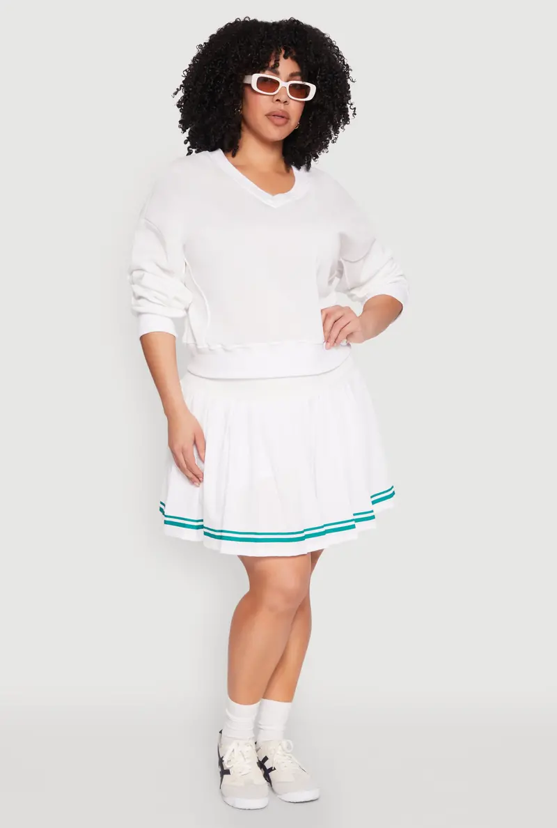 Varsity Stripe Pleated Skirt – Plus Size 1