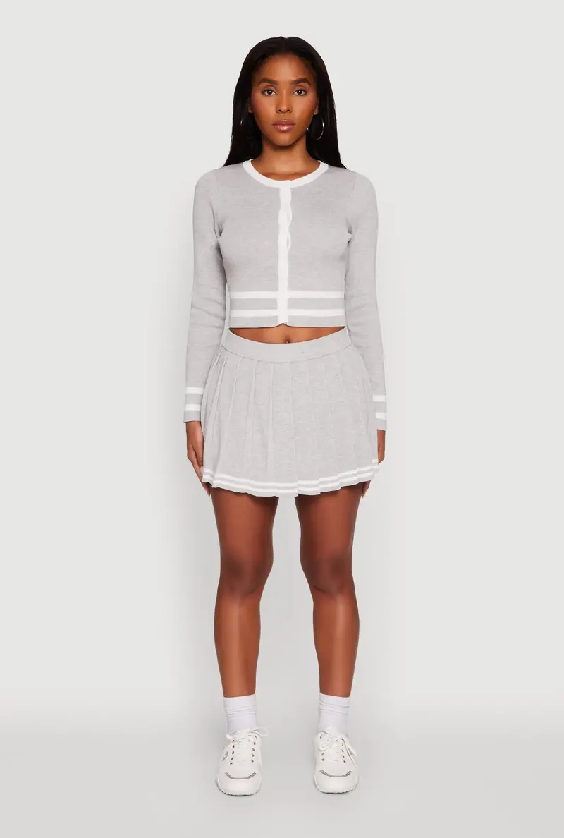 Varsity-Stripe Pleated Skort With Pull-On Fit 1