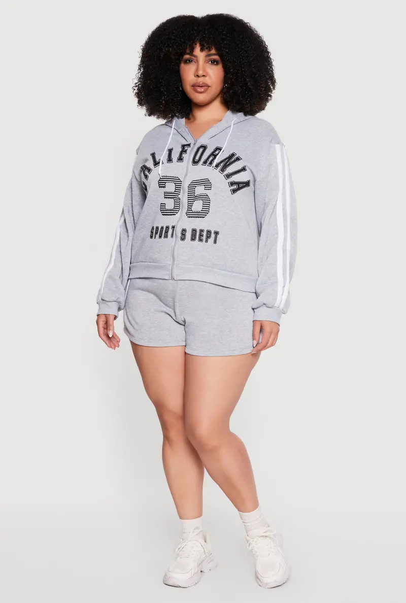 Varsity-Style Fleece Sweatshorts In Extended Sizes 1