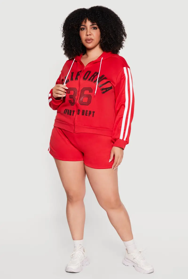 Varsity-Themed Fleece Sweatshorts – Plus Size Fit 1