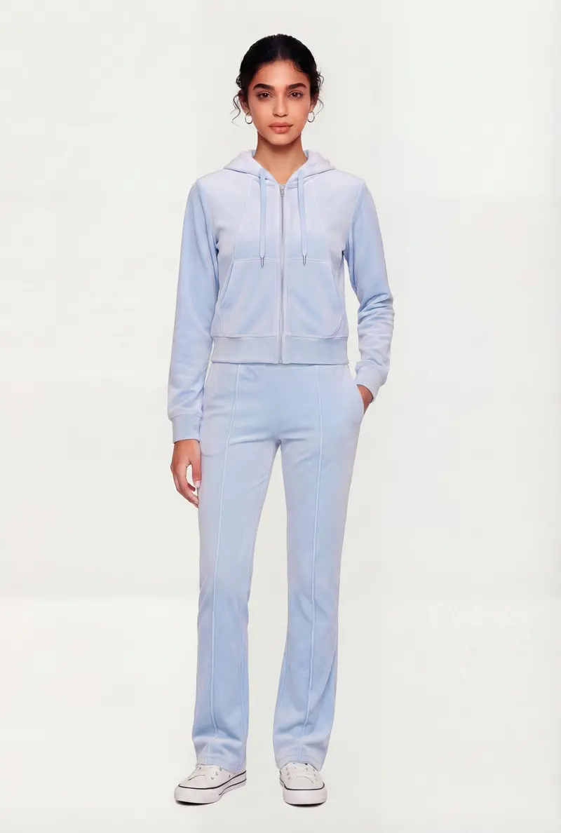 Velour Flare-Leg Pants With Pintuck Detailing 1