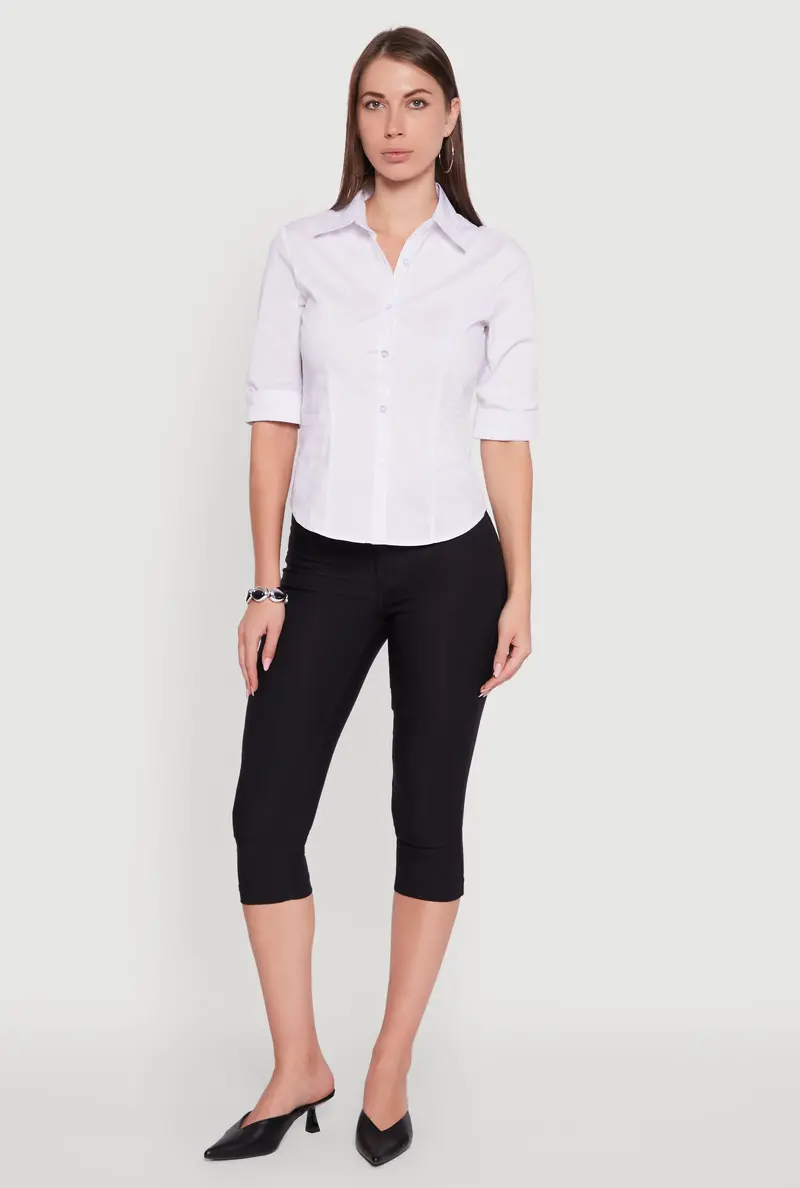 Versatile Collared Button-Front Shirt In Everyday Fabric 1