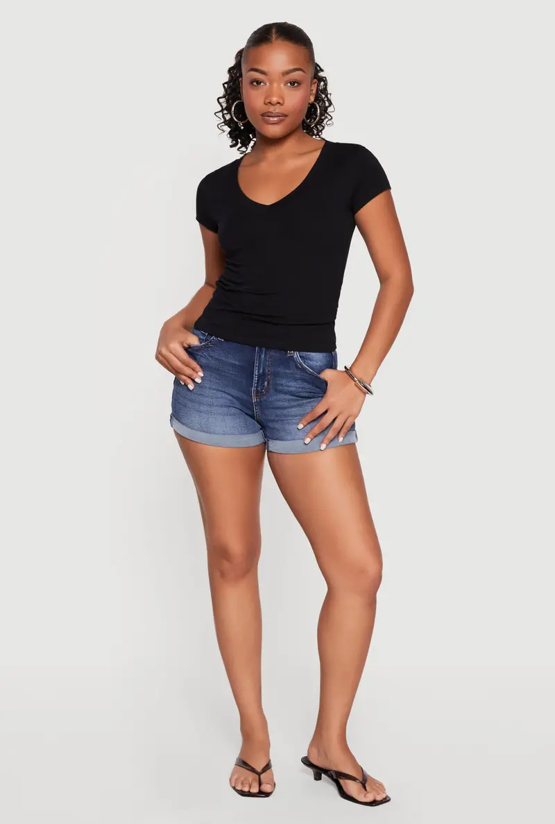 Versatile V-Neck Short Sleeve T-Shirt 1