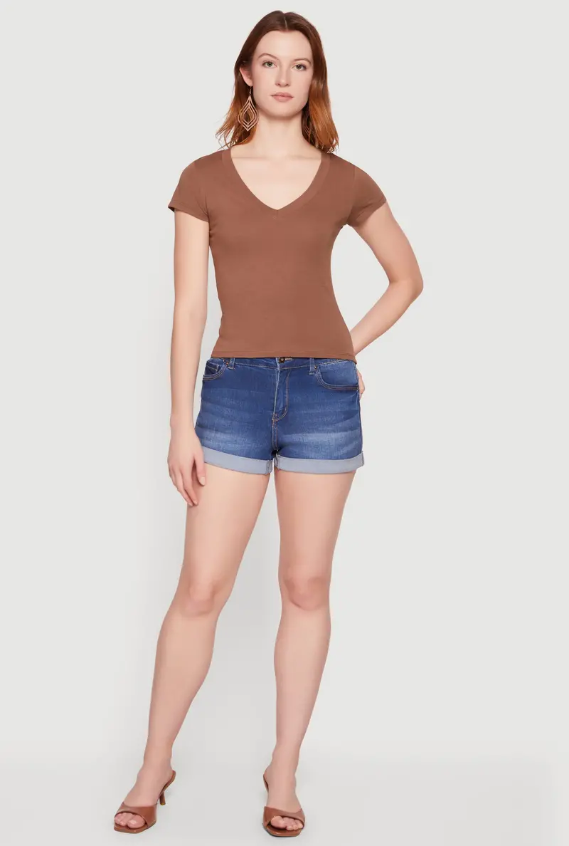 Versatile V-Neck Short Sleeve Tee 1