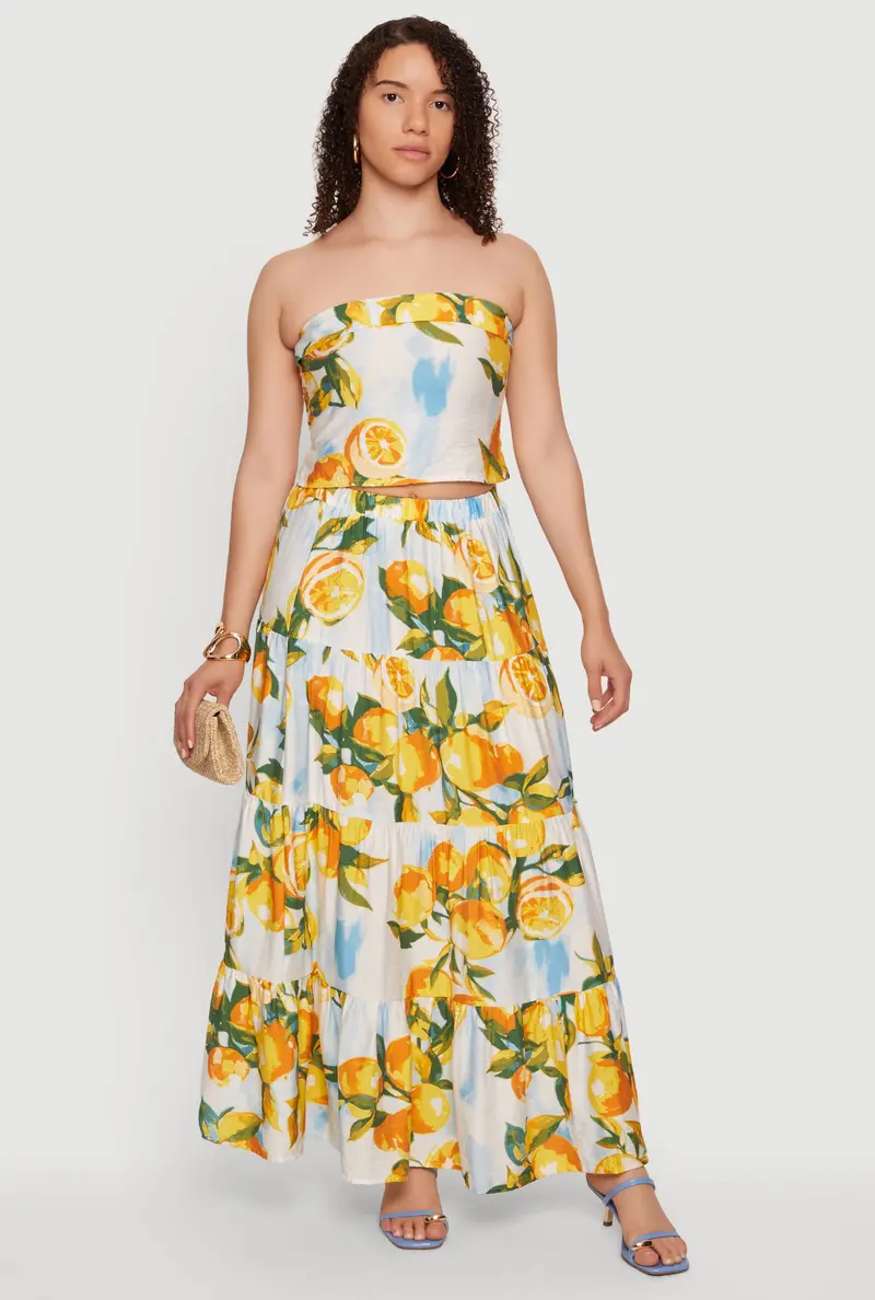 Vibrant Citrus Tiered Maxi Skirt – Plus Size Friendly 1