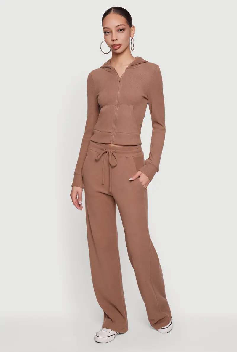Waffle-Knit Drawstring-Waist Lounge Pants 1