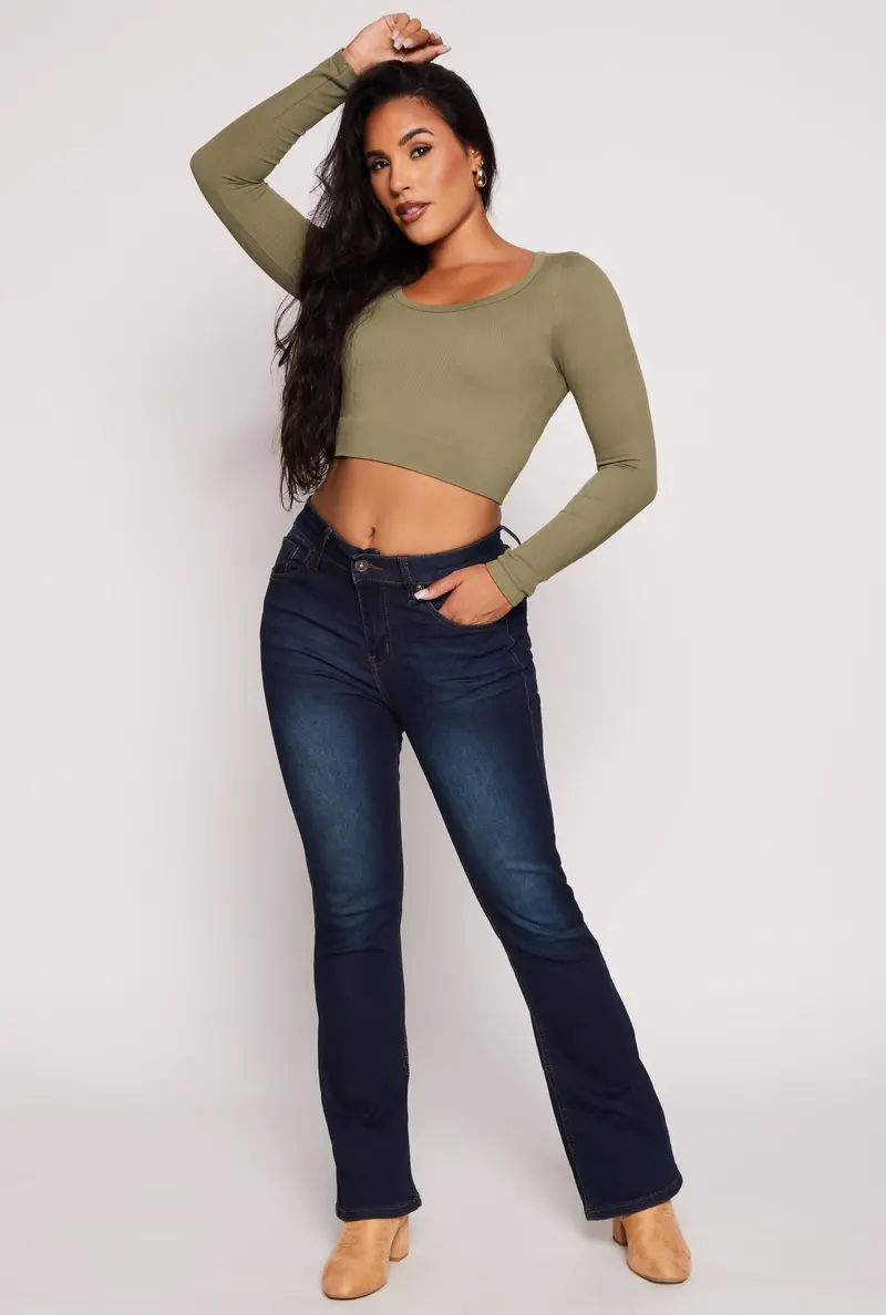 Wax Acid-Wash Bootcut Jeans – High-Waisted Vintage Look 1