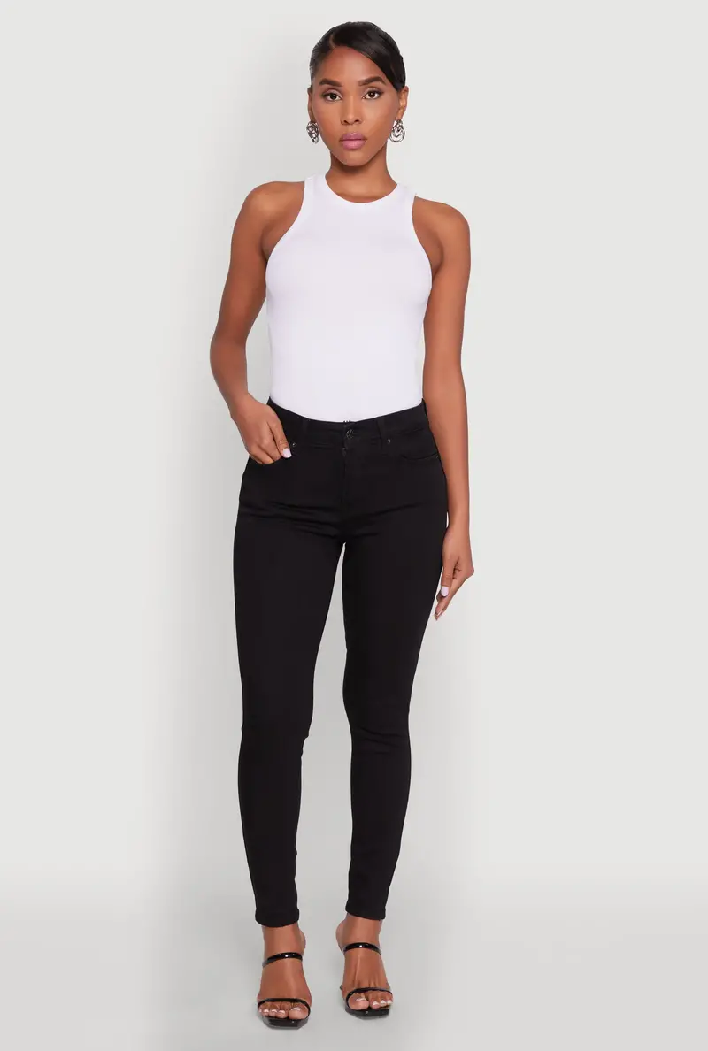 Wax Five-Pocket Solid Skinny Denim Jeans 1