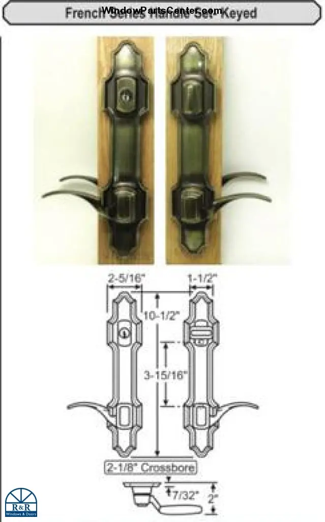 W&F Normandy French Door Handle Set – 5.5" Center-To-Center, Compatible With 1200-67/1200-68 Series 1
