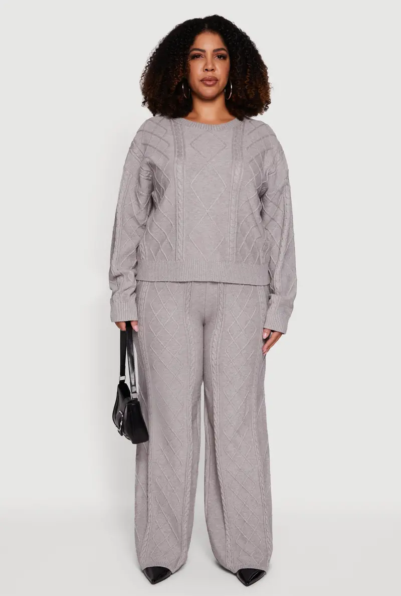 Wide-Leg Cable-Knit Pants For Comfortable Movement 1