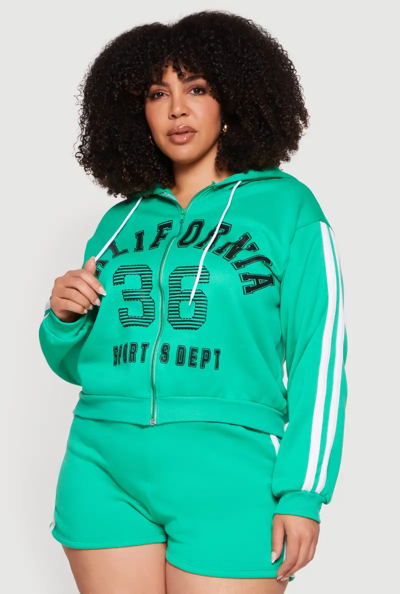 Zip-Front Sports Hoodie By California 36 – Plus Size 1