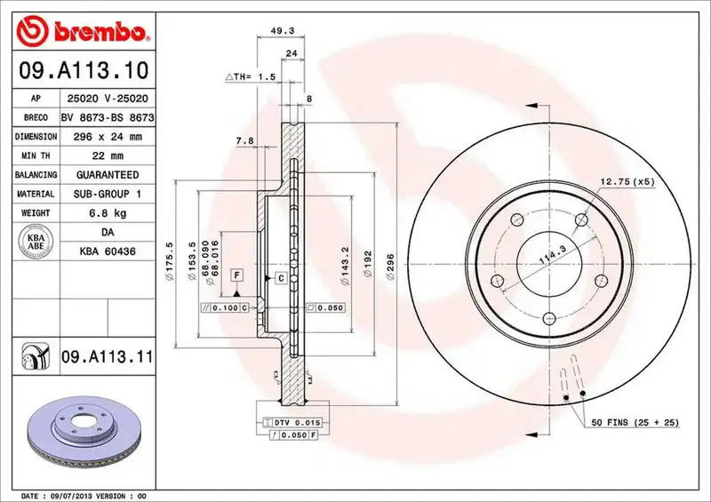 Brembo 09A11311C02 Premium Disc Brake Rotor – Direct Oe Replacement 1