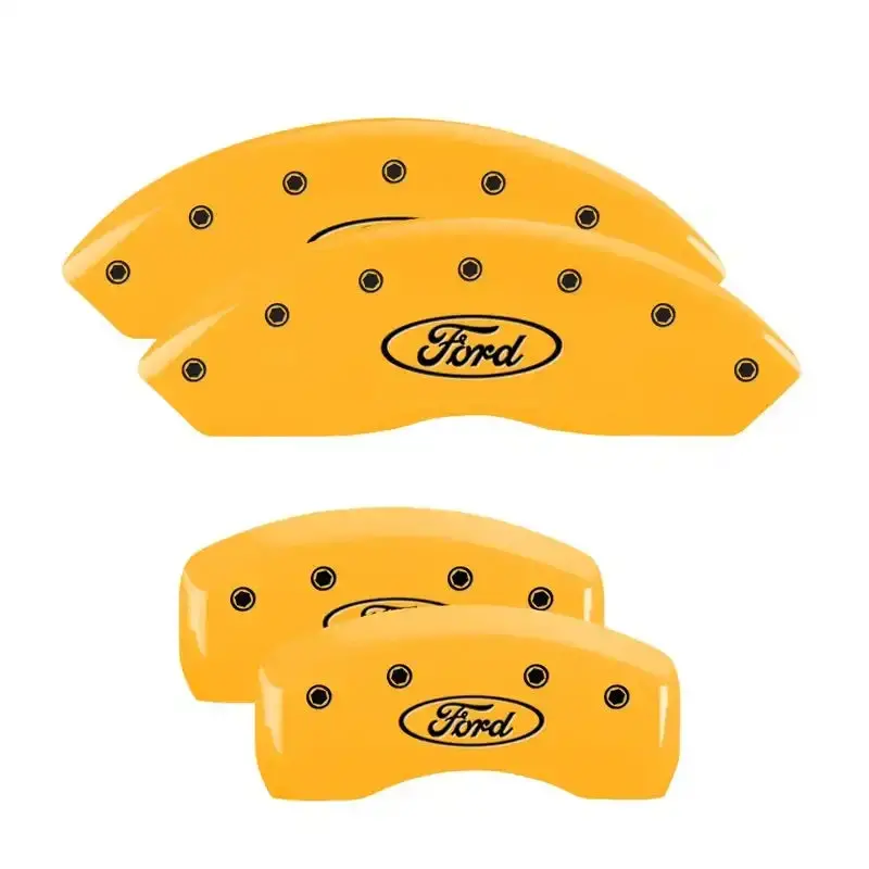 Mgp Caliper Covers For 2009 Ford Expedition – Front & Rear, Yellow Engraved On Black 1