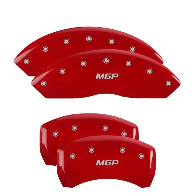 Mgp Engraved Brake Caliper Covers – Front & Rear, Red Finish With Silver Accent 1